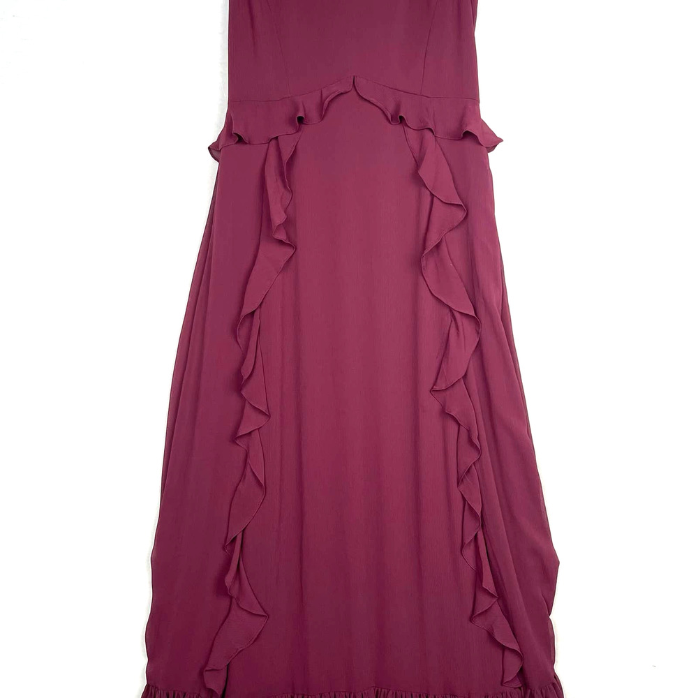 Watters & Watters Wine Red Chiffon Darcie Gown Spaghetti Strap Maxi Layered SZ 8 - Picture 6 of 15